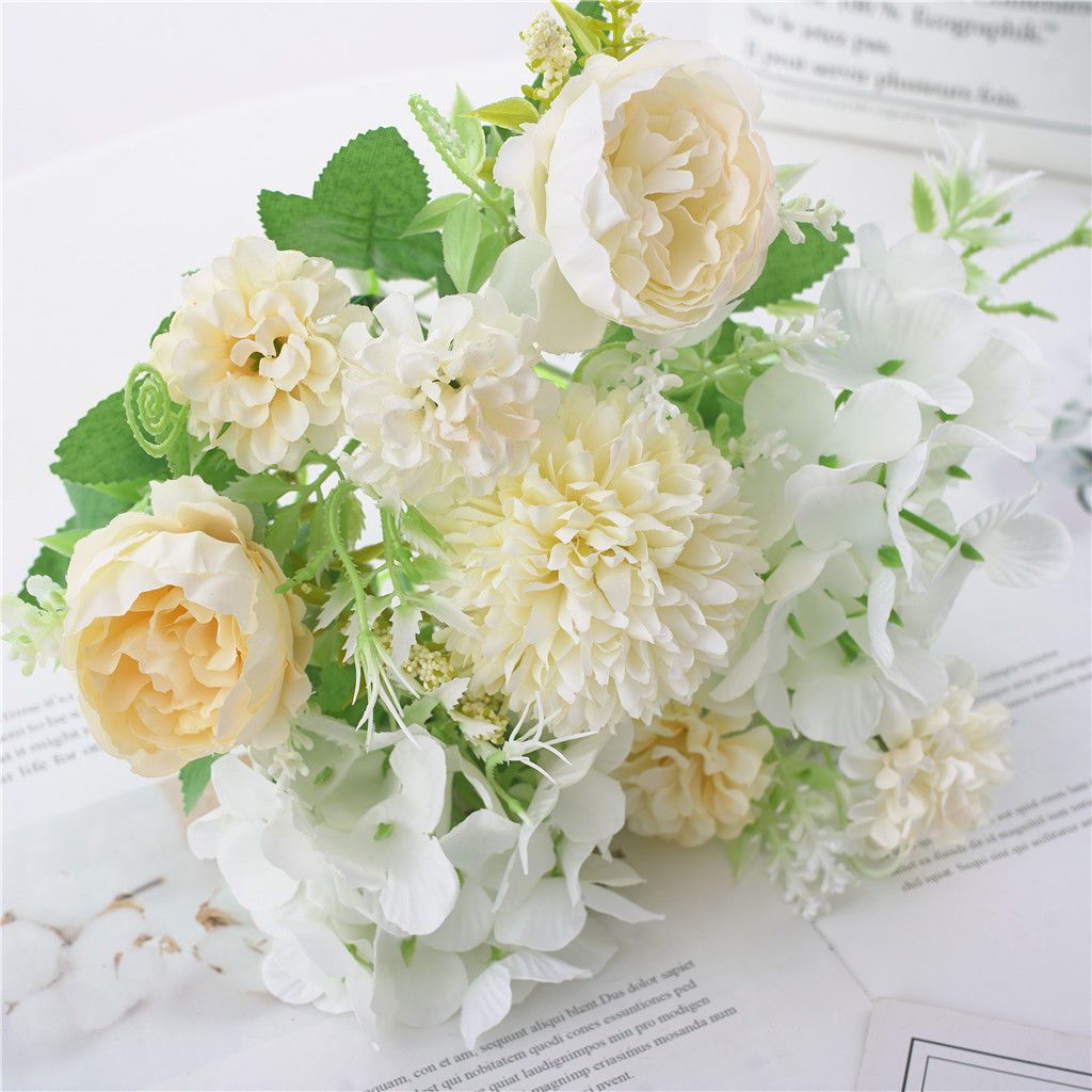Elegant Artificial Floral Bouquet with Mixed Blooms