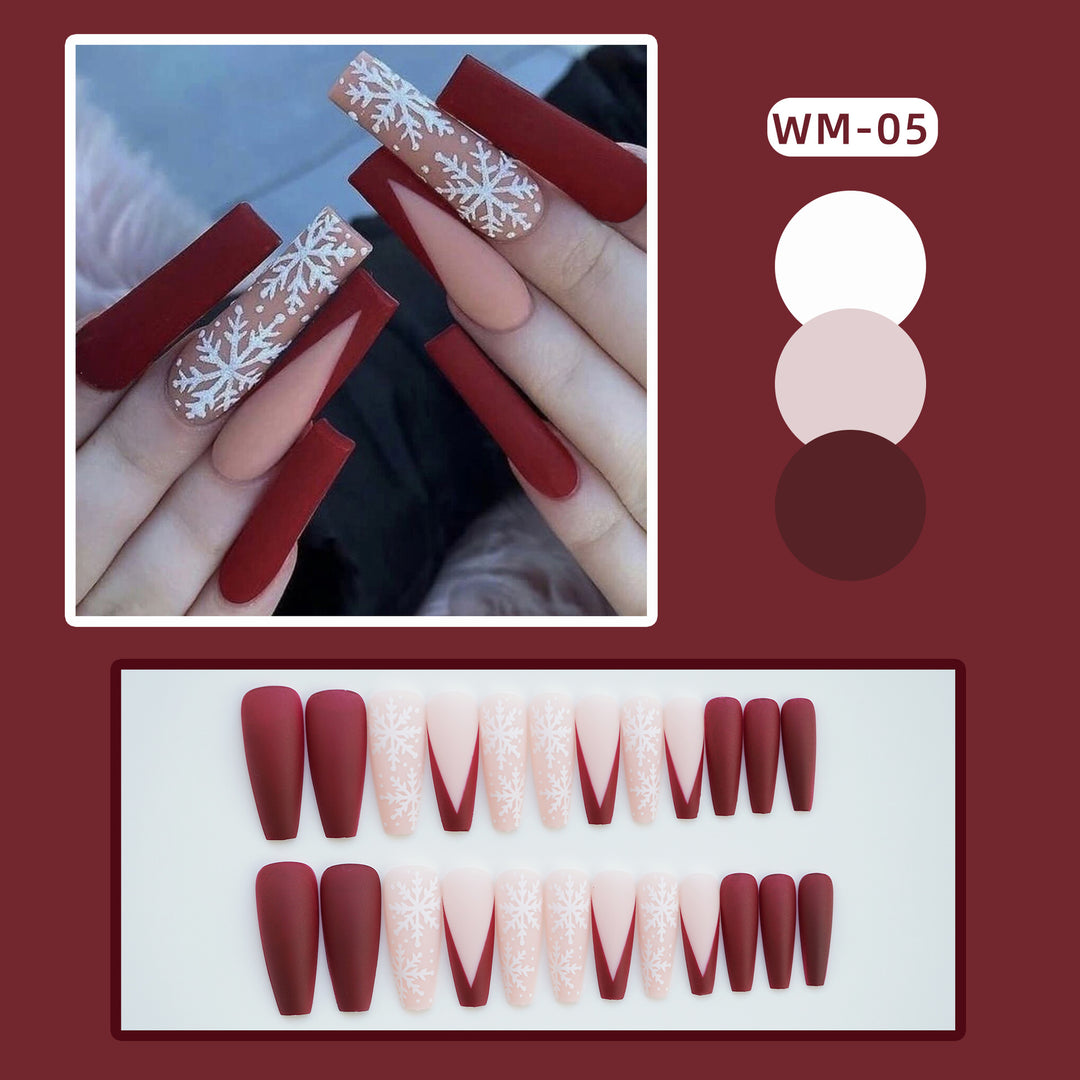Festive Winter-Themed Press-On Nail Art