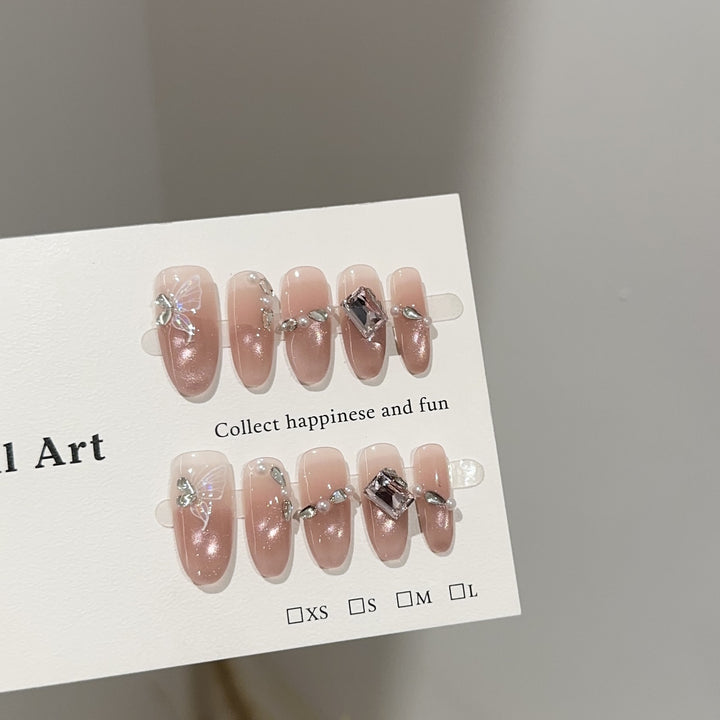 Elegant Press-On Nail Art Set with Decorative Accents