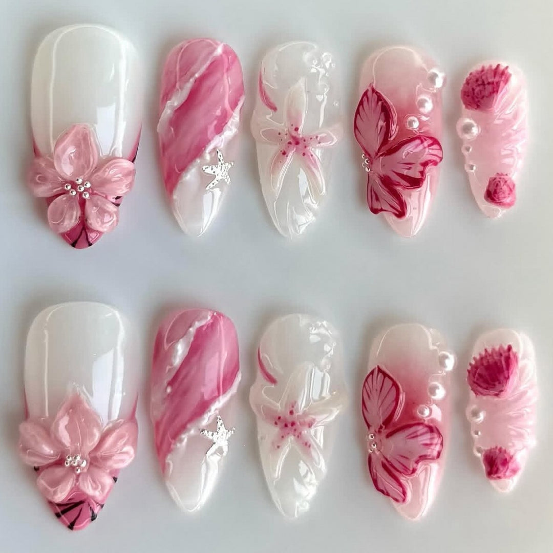 Elegant Floral Accented Press-On Nail Set Kalsten