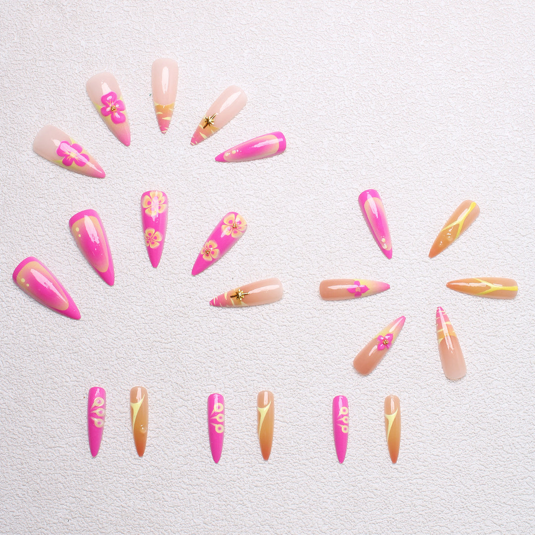 Artificial nail set with floral and abstract designs Kalsten