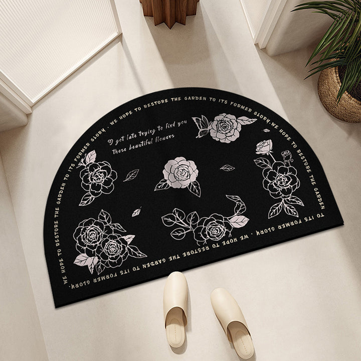 Vintage-Inspired Floral Half-Moon Bath Mat