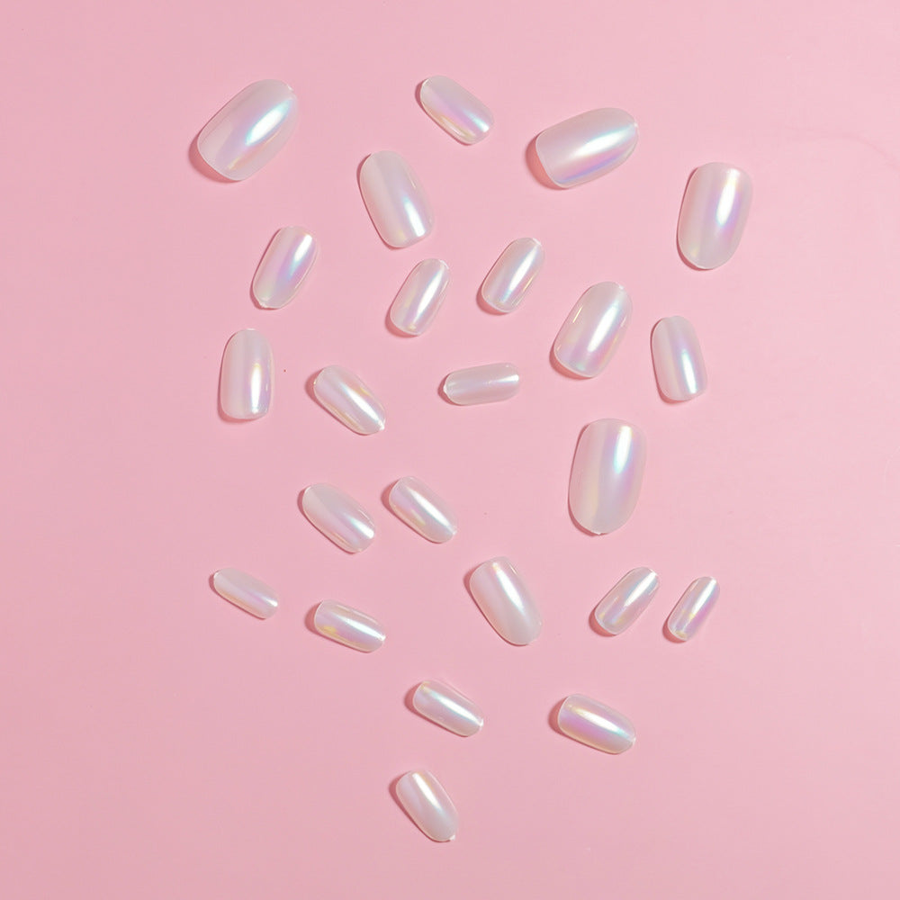 Iridescent Almond-Shaped Press-On Nails Kalsten