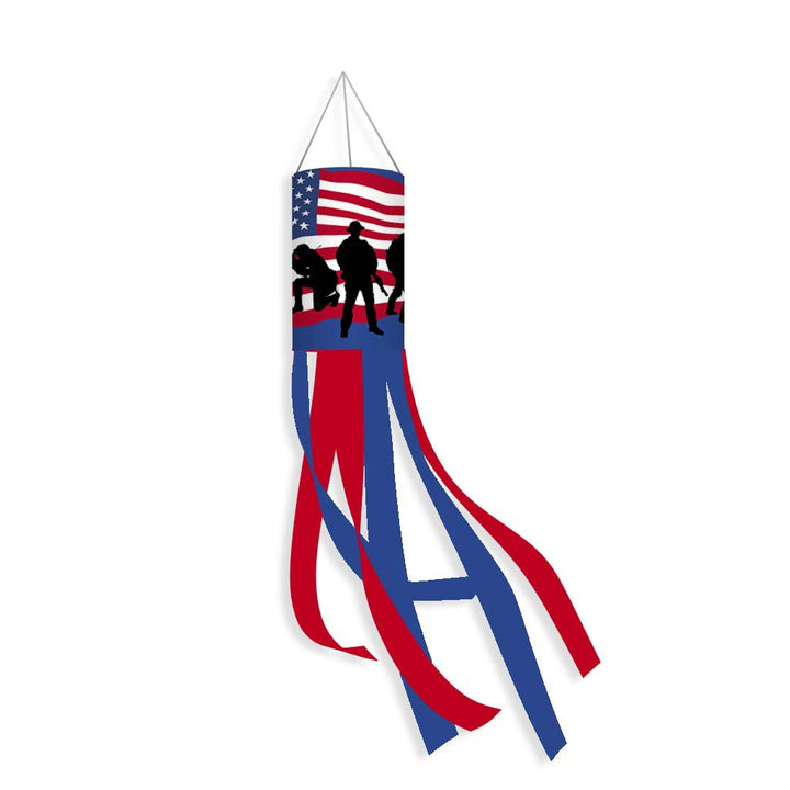 Unisex nan patriotic windsock wind flag with long ribbons for outdoor hanging Kalsten