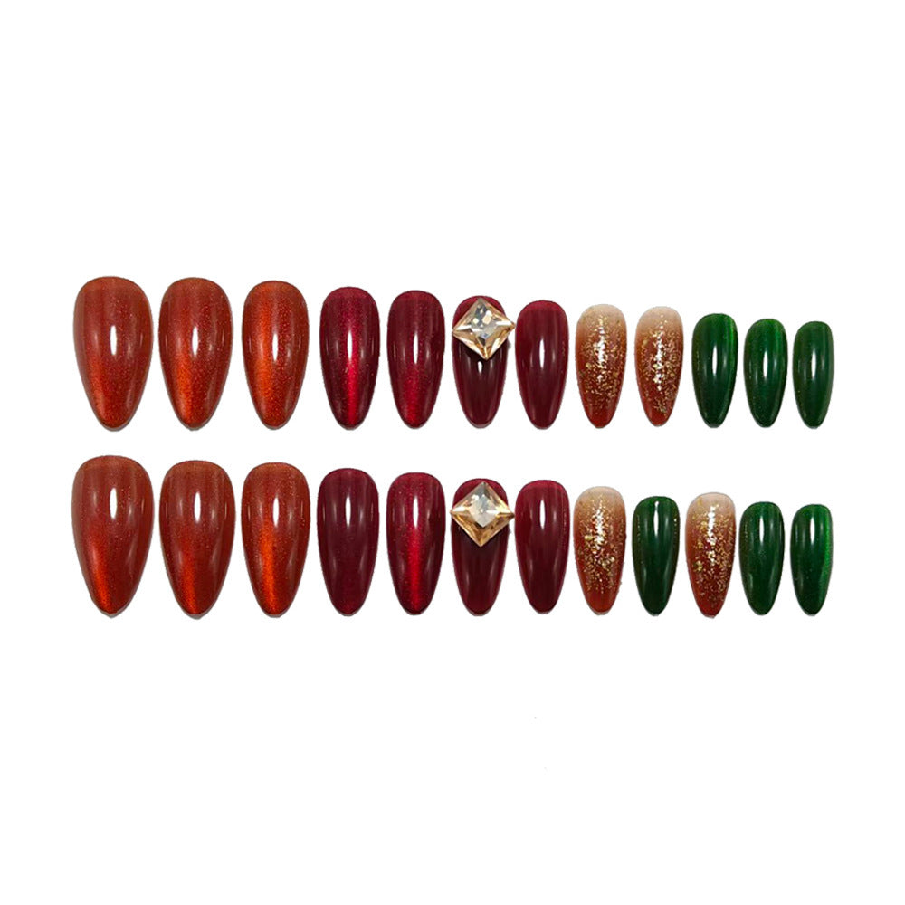 Creative artificial nails with glitter and gemstone decorations Kalsten