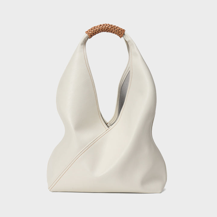Asymmetrical Slouchy Hobo Tote with Braided Top Handle
