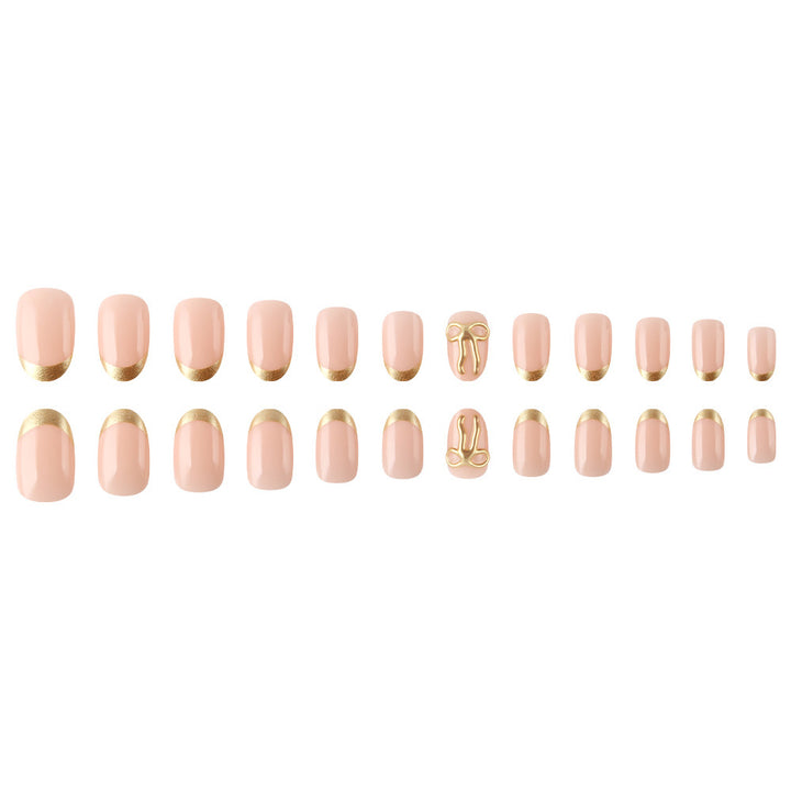 Elegant Gold-Trimmed Press-On Nail Art Kalsten