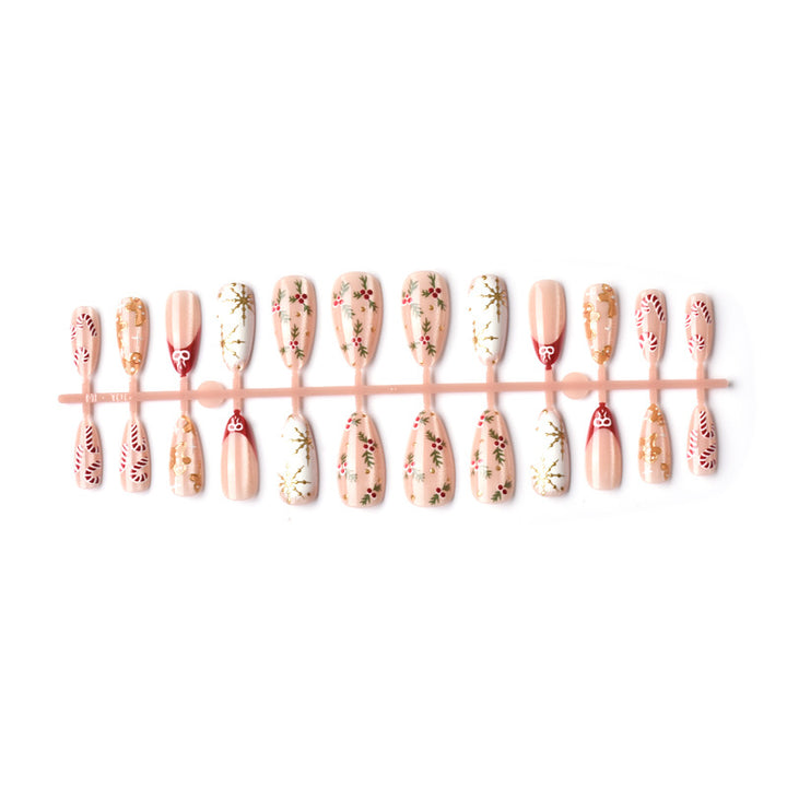 Artistic Gingerbread-Themed Press-On Nail Art Set Kalsten
