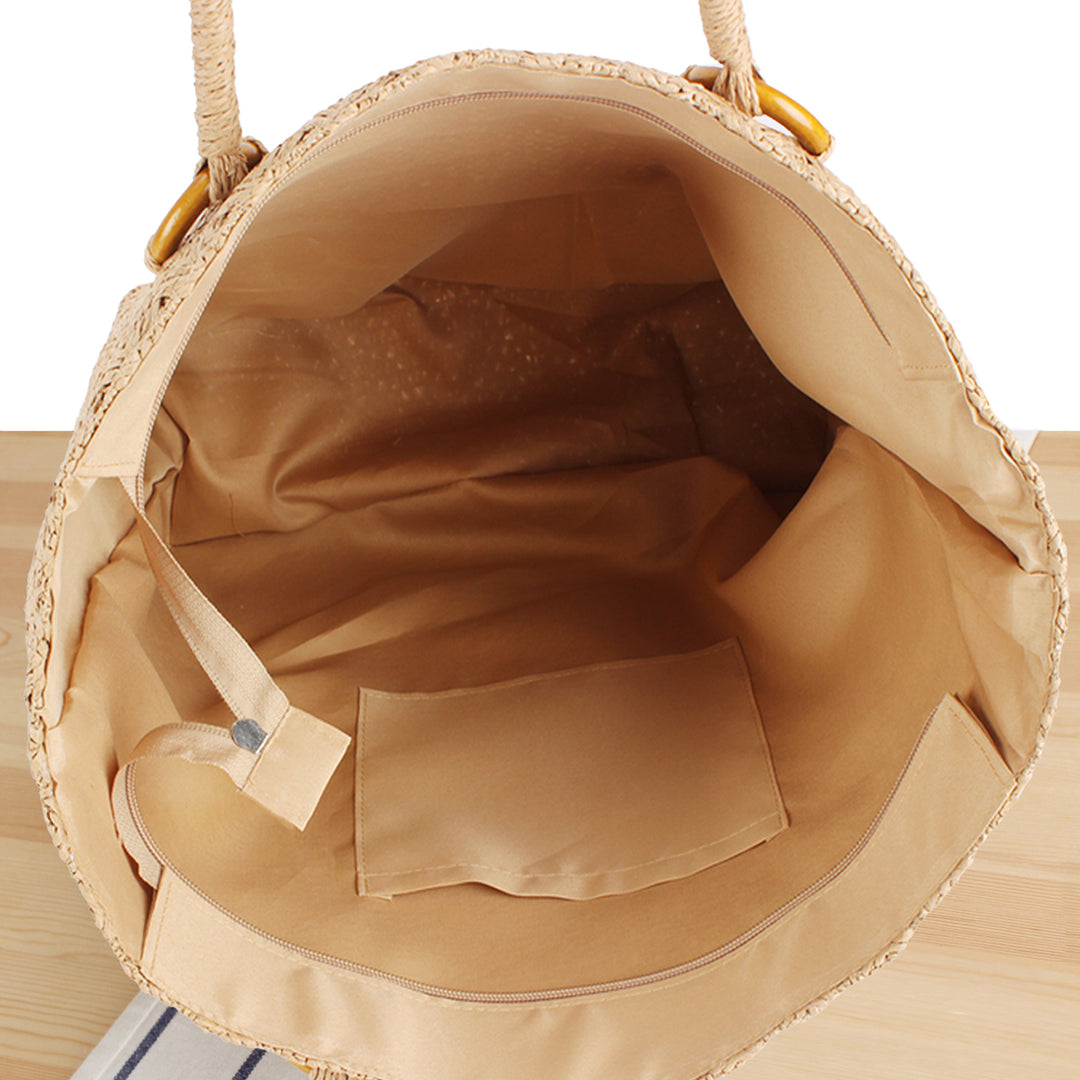 Braided beach bag with wood details Kalsten