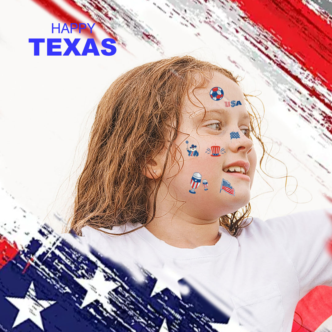 Women's Independence Day patriotic temporary tattoo sheet collection with waterproof skin-safe decals Kalsten