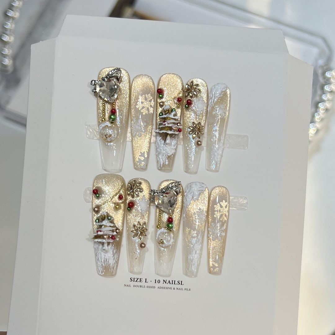 Festive Glamour Stiletto Press-On Nail Art Set Kalsten