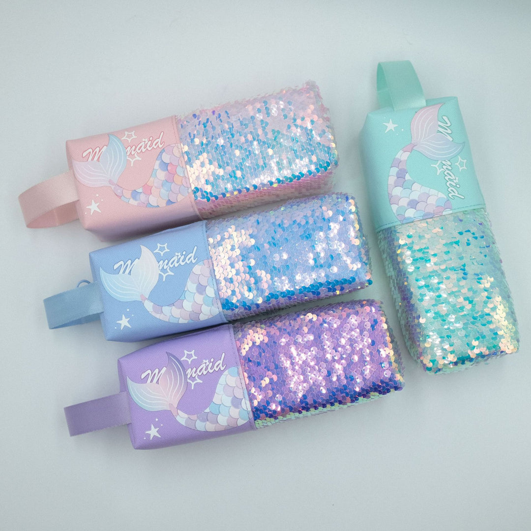 Mermaid-Themed Glitter Pencil Case