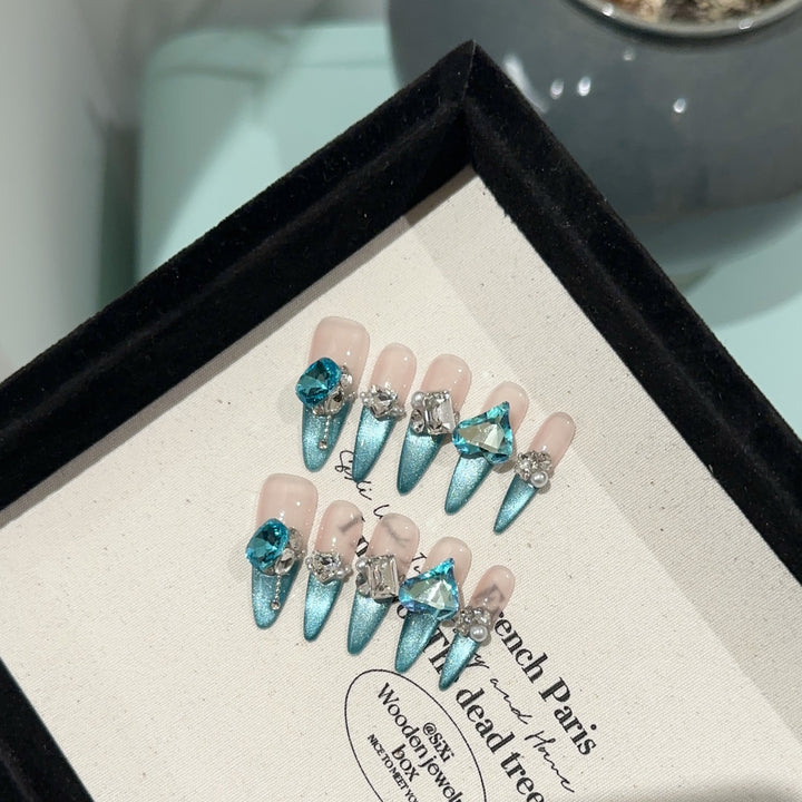 Glamorous Crystal-Embellished Press-On Nails
