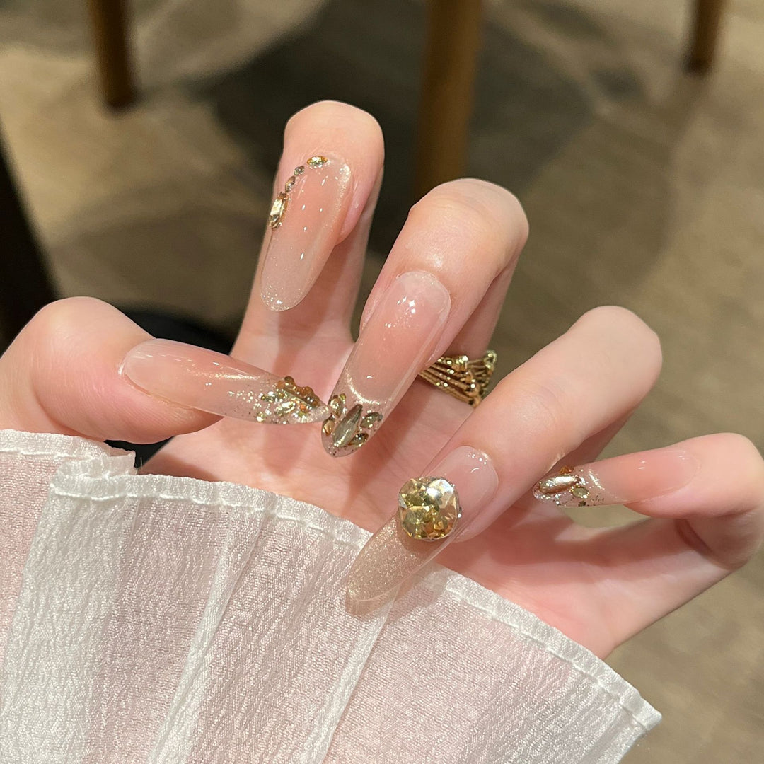 Elegant Glitter-Embellished Press-On Nail Extensions Kalsten