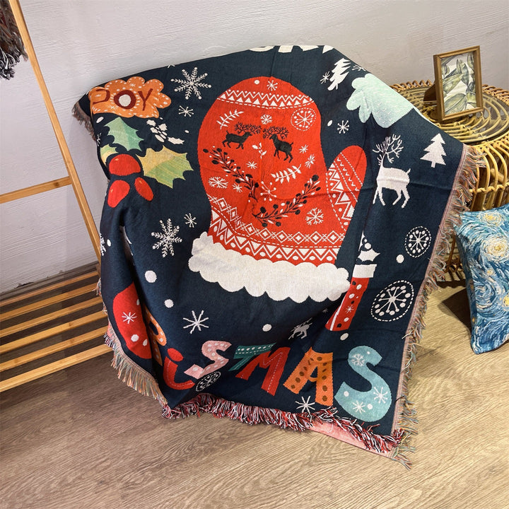 Festive Holiday-Themed Woven Throw Blanket
