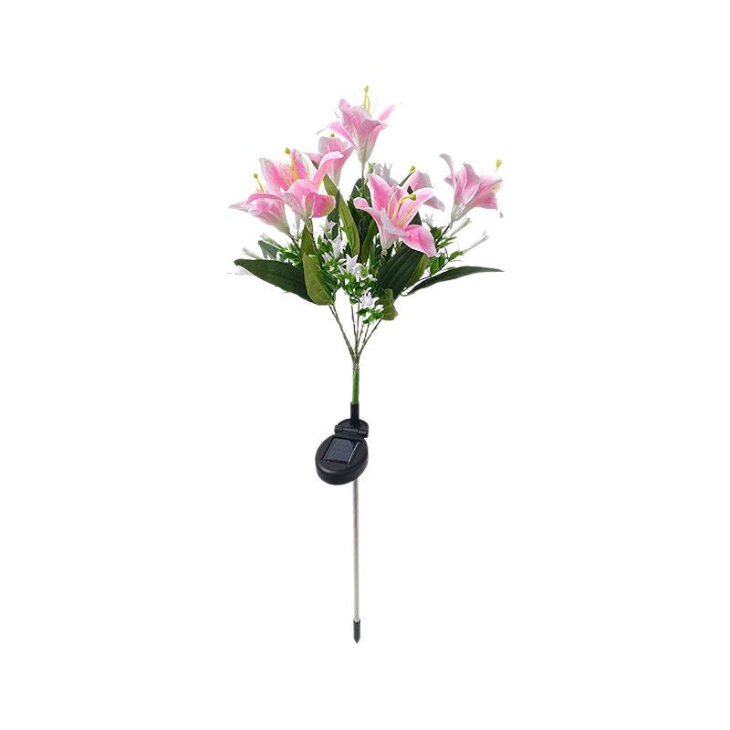 Solar Powered Artificial Lily Garden Stake Lights With Warm LED Fairy String Kalsten
