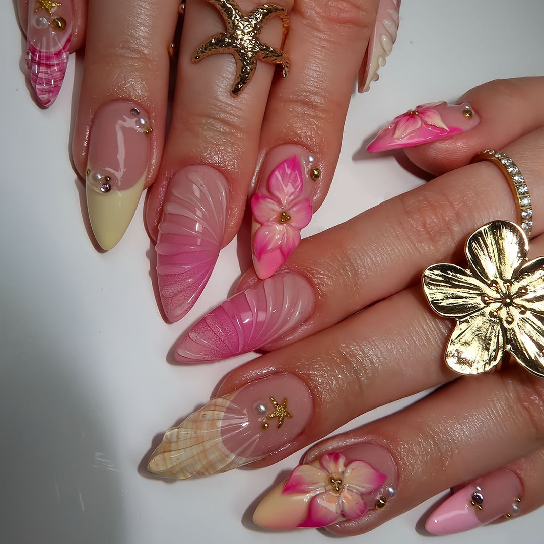 Elegant Floral Nail Art Extensions Kalsten