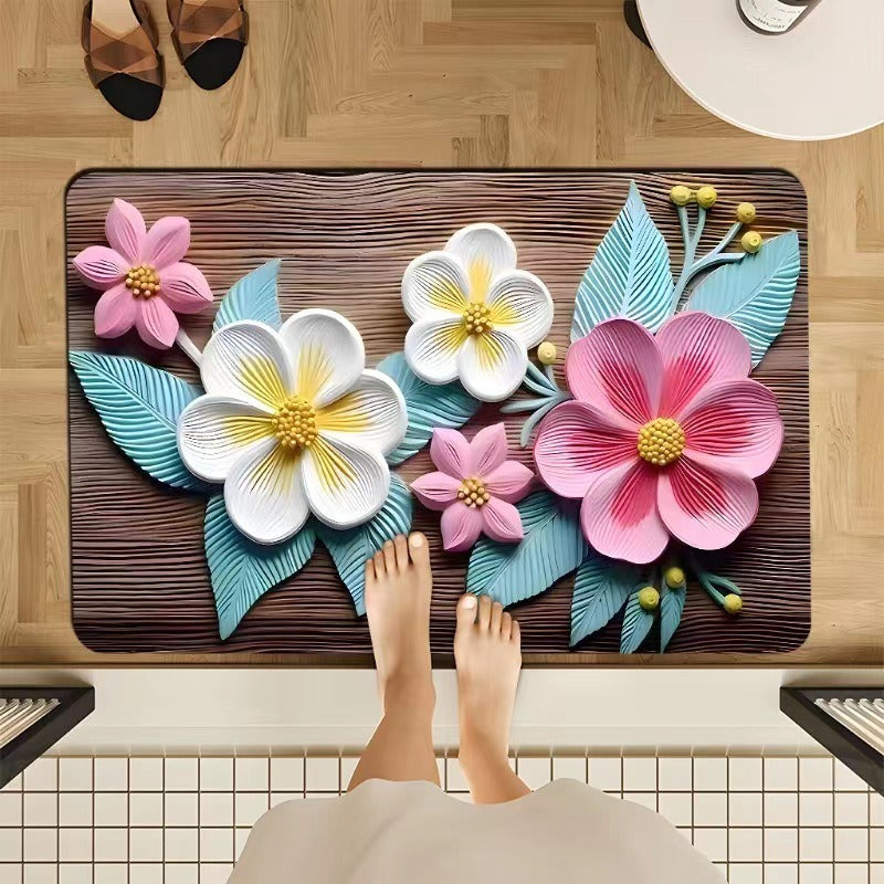 Luxurious Floral Design Bath Mat