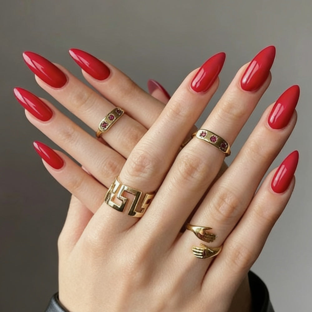 Artistic Almond-Shaped Press-On Nails