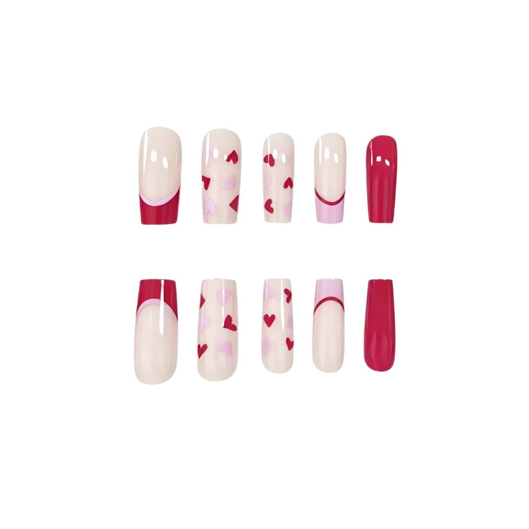 Artistic Heart-Pattern Acrylic Nail Art Extensions Kalsten