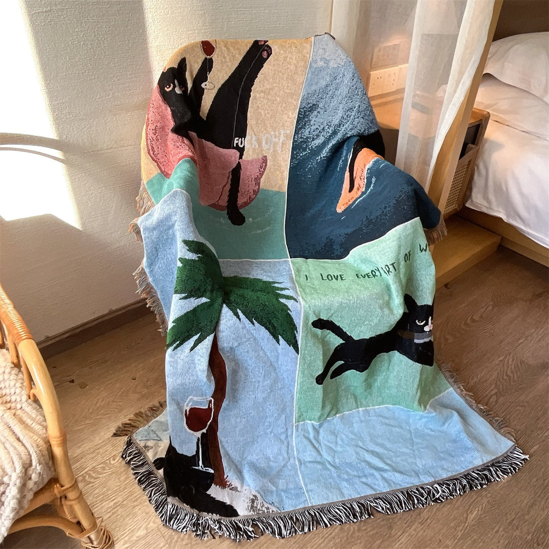Artistic Cat-Themed Throw Blanket