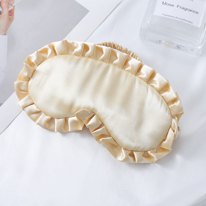 Women's nan satin-gloss eye mask with ergonomic contour, frilled ruffle edge, and gentle padding Kalsten