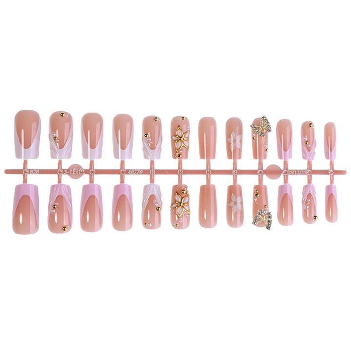 Decorative Press-On Nail Art Set with Crystal Accents kalsten