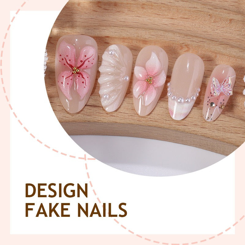 Art nail set with delicate flower and jewelry details Kalsten