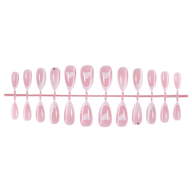 Versatile Press-On Nail Set with Heart and Glitter Accents Kalsten