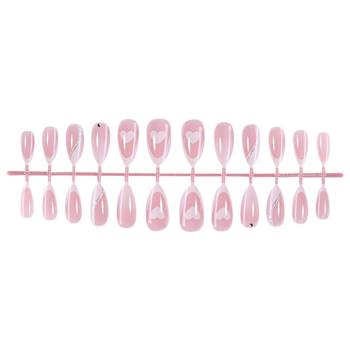 Versatile Press-On Nail Set with Heart and Glitter Accents Kalsten