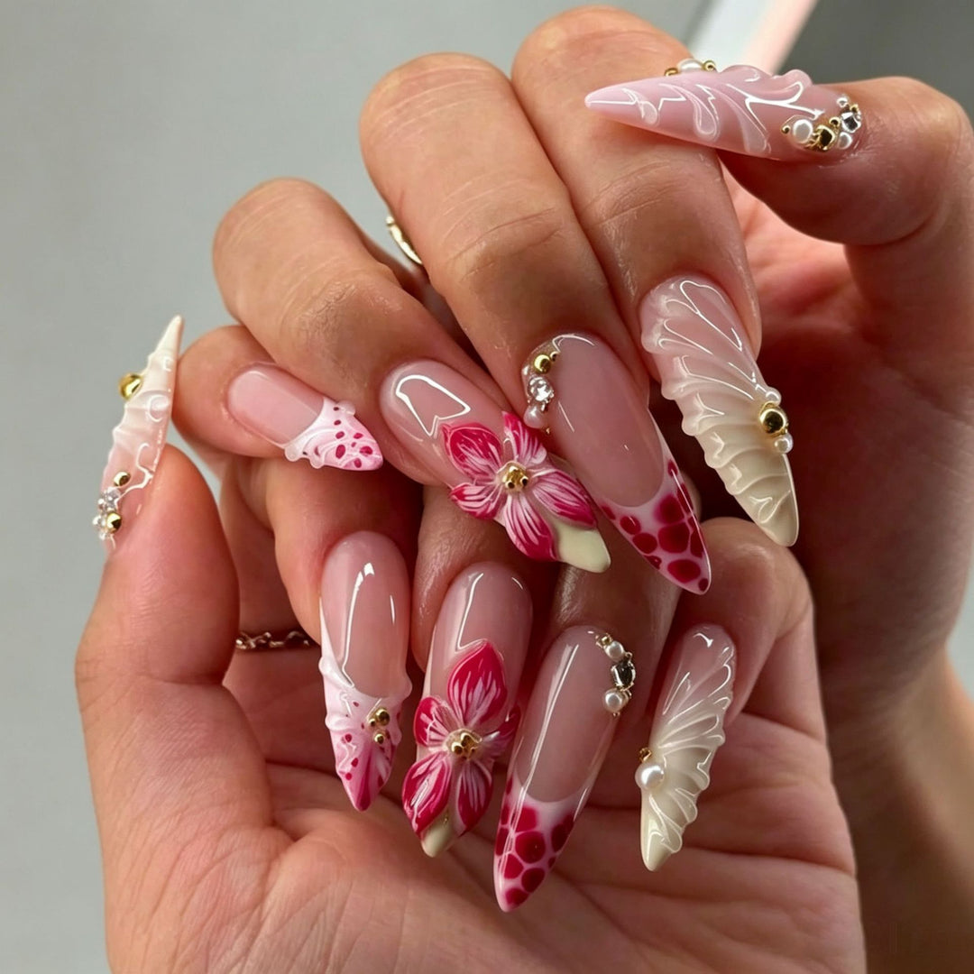 Elegant Press-On Nail Tips with Decorative Bow Kalsten