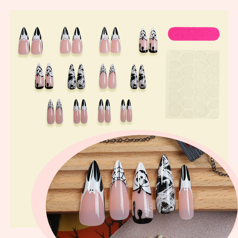 Artistic Halloween-Themed Press-On Nail Art Set kalsten