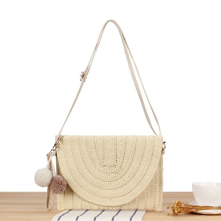 Shoulder bag made of braided natural material with original wave pattern Kalsten