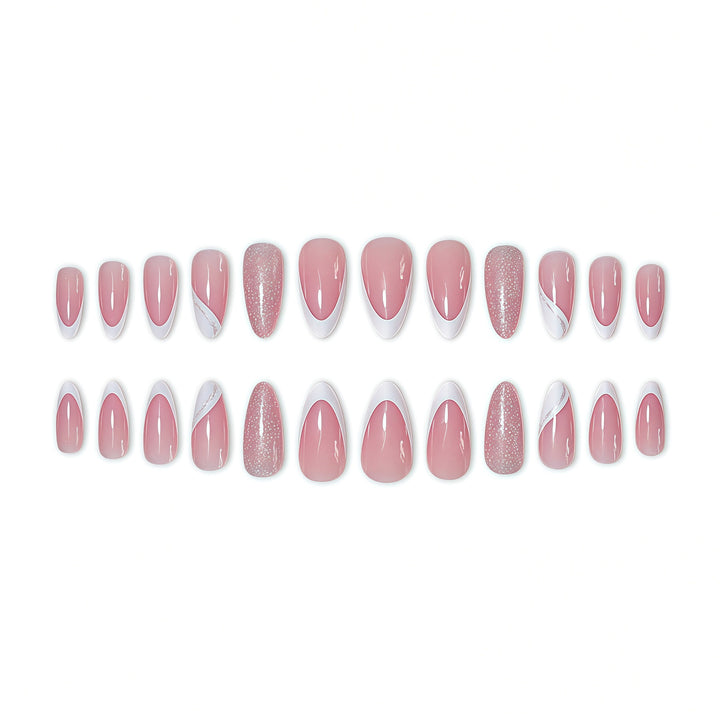 Elegant Glitter French Tip Nail Art Extensions Kalsten