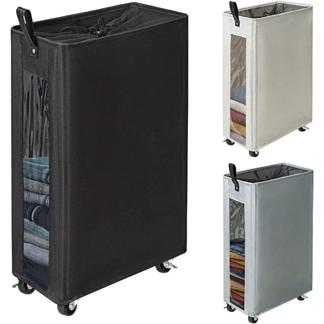 Modern laundry basket with wheels and viewing window Kalsten