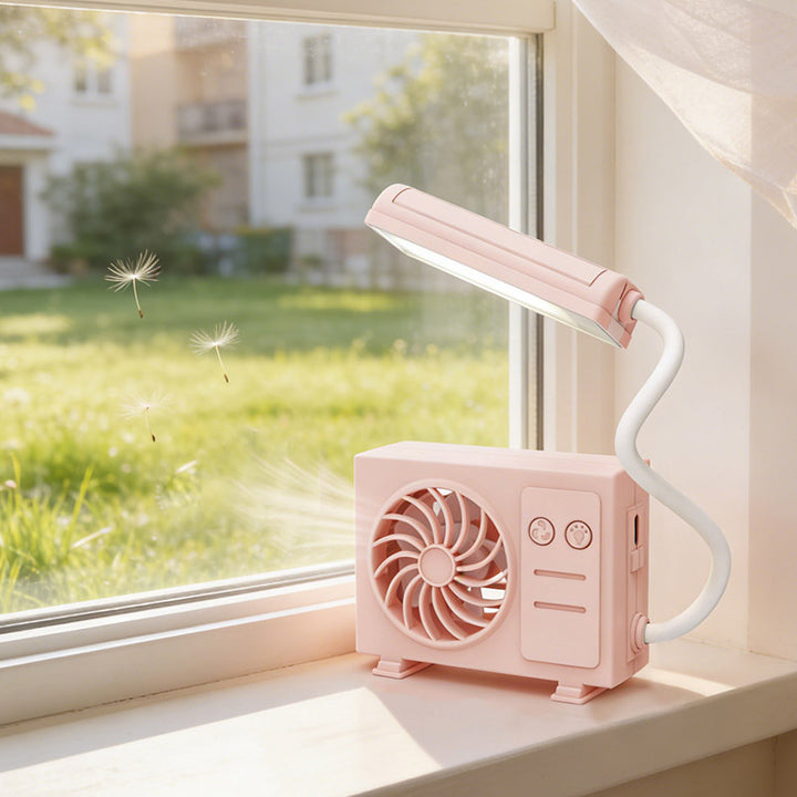 Women's multifunctional table lamp with integrated fan and flexible arm positioning Kalsten