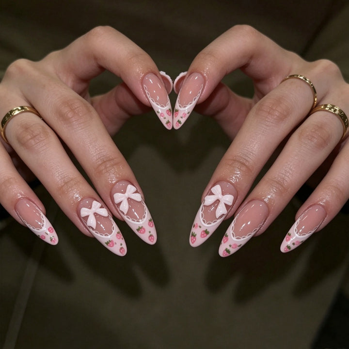 Artificial nails with romantic floral and ribbon motifs Kalsten