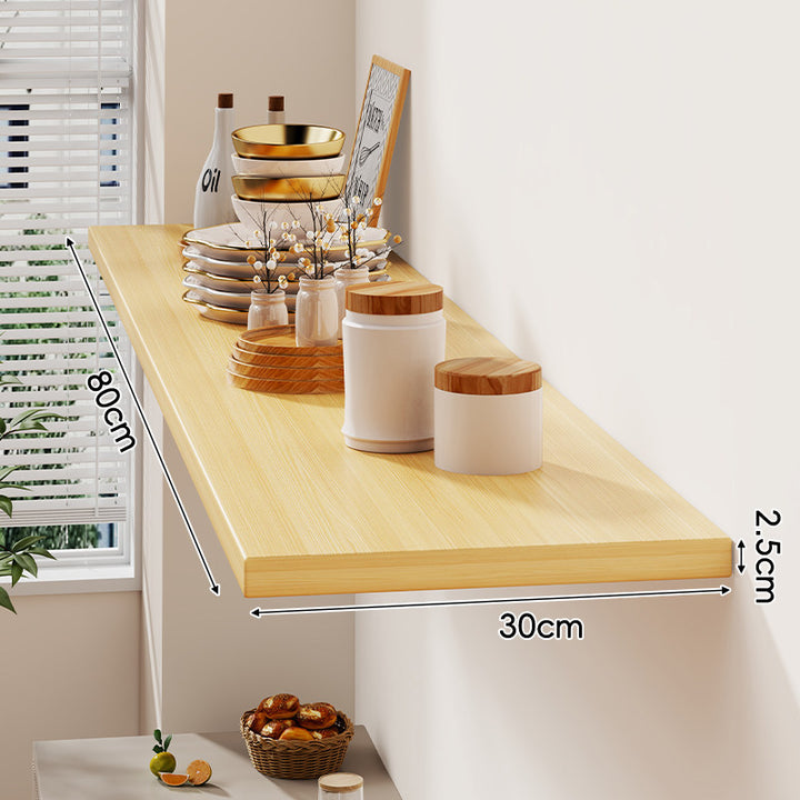 Floating Wall-Mounted Solid Wood Display Shelf with Concealed Brackets and Slim Profile