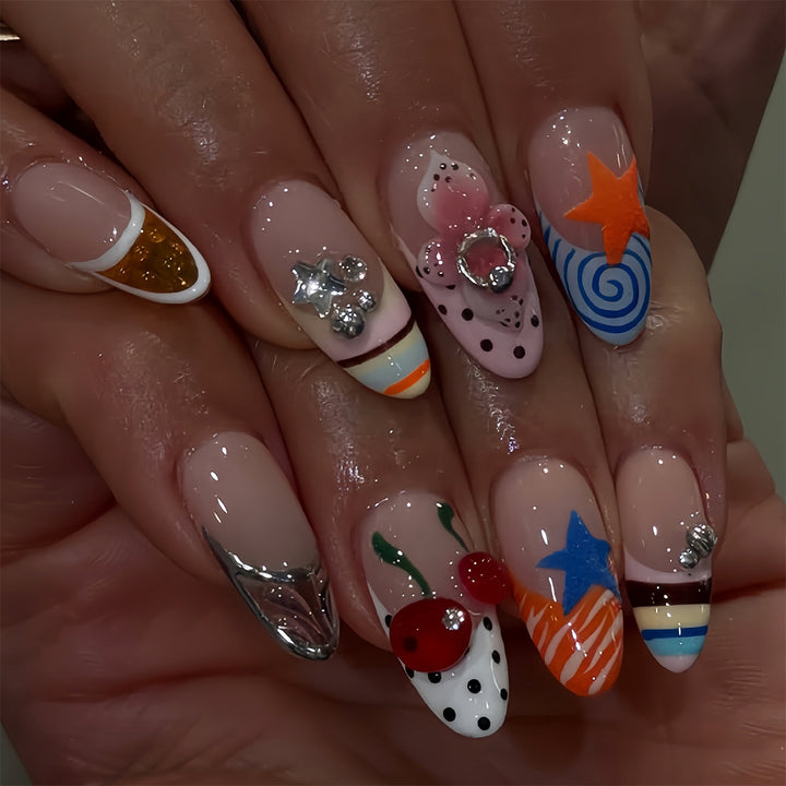 Artificial nails with creative design and sparkling accents Kalsten