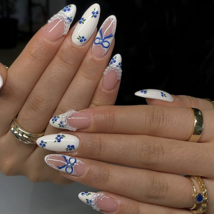 Elegant Floral Lace Tip Nail Art Extensions Kalsten