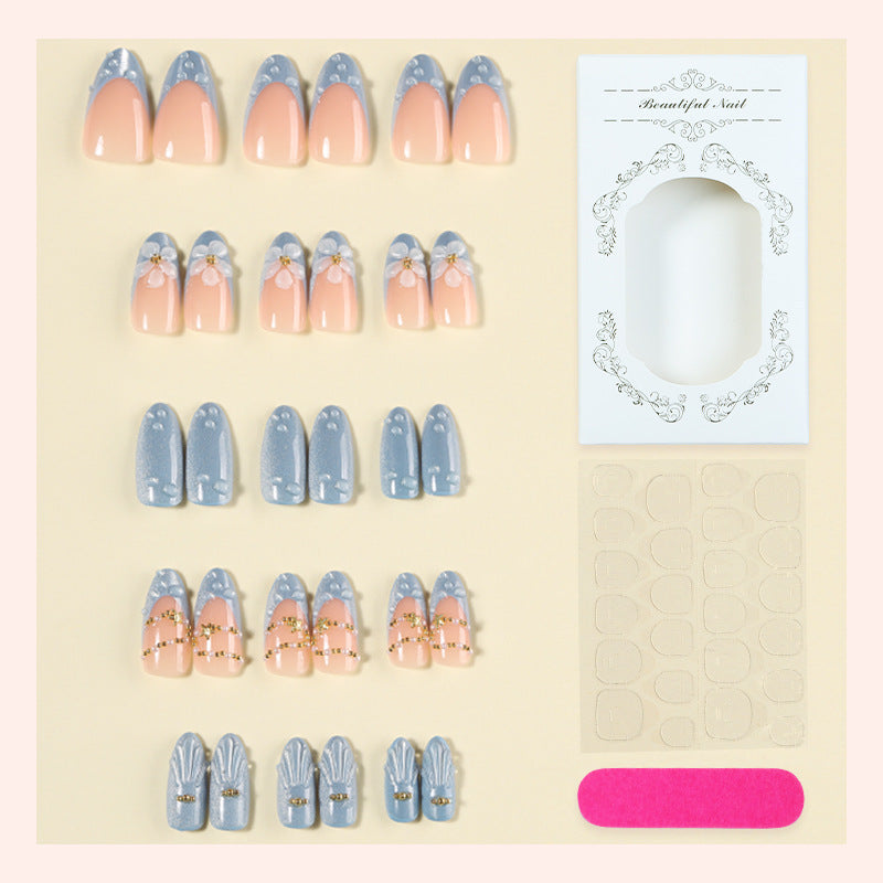 Decorative Press-On Nail Art Set with Gem Accents kalsten