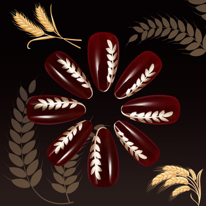 Elegant Botanical Press-On Nail Art Kalsten