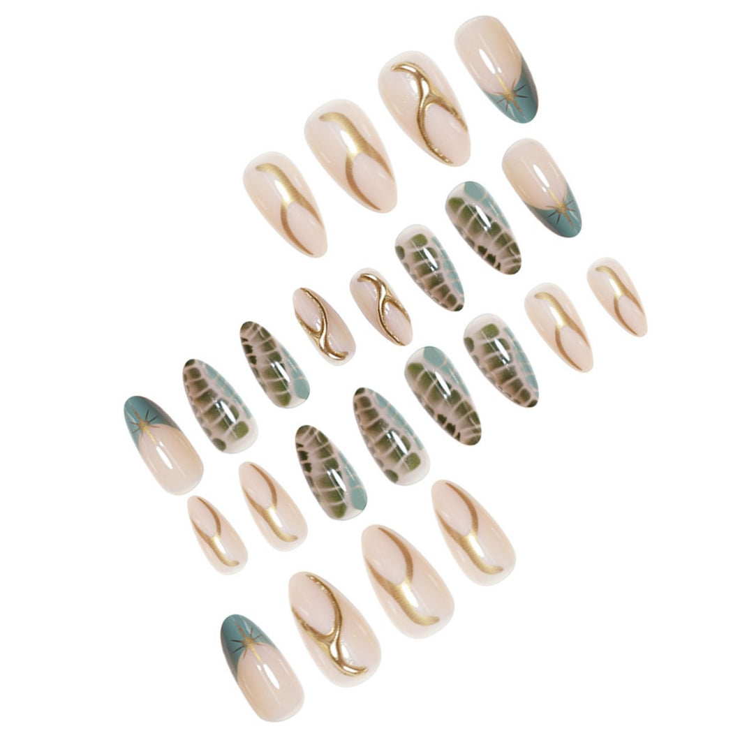 Artistic Almond-Shaped Press-On Nail Extensions Kalsten