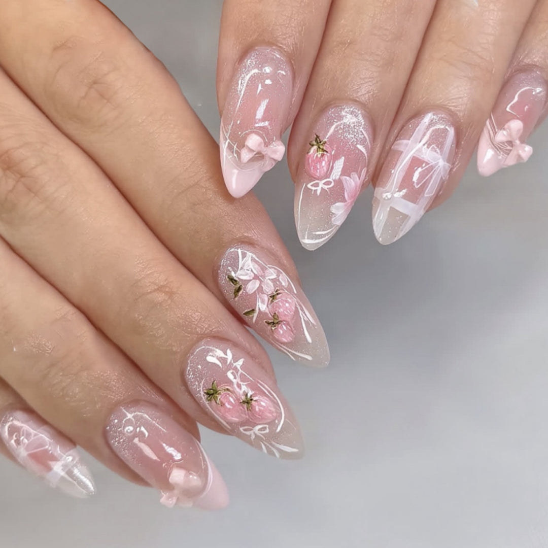 Artistic Nail Extensions with Floral Design Kalsten