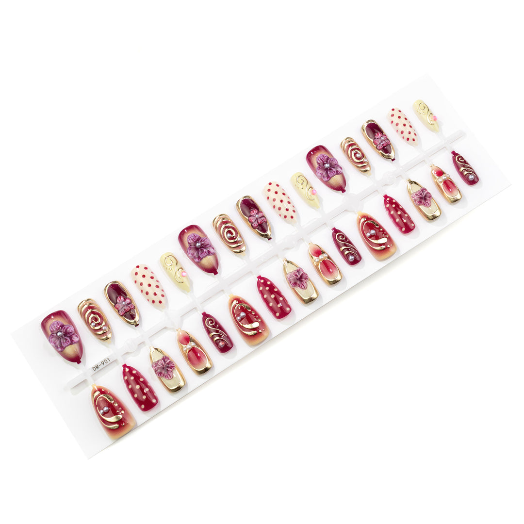 Decorative Floral 3D Press-On Nail Art Kalsten