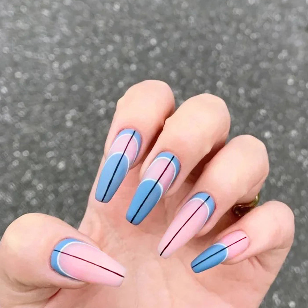 Trendy Stiletto Nails with Geometric Design Kalsten