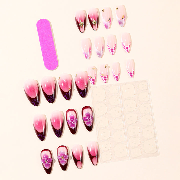 Floral-Accent Stiletto Nail Art Extensions Kalsten