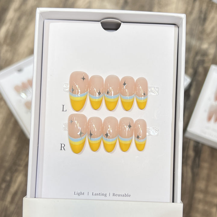 Stylish Press-On Nail Set with Unique Colorful Design Kalsten