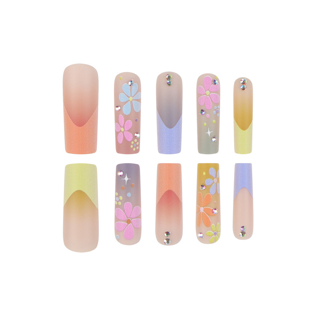 Floral-Themed Long Stiletto Press-On Nails Kalsten