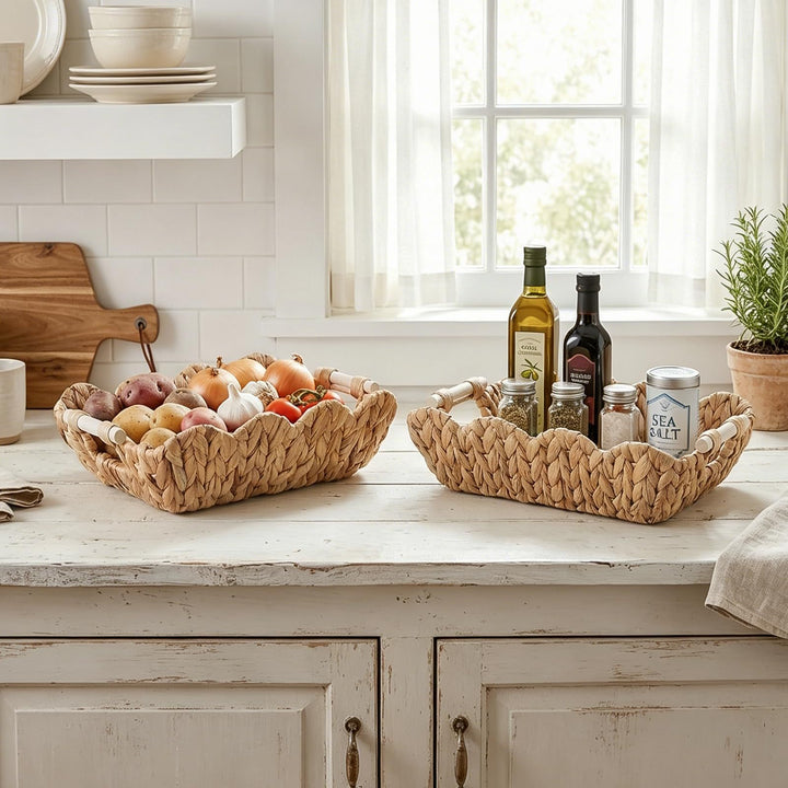 Handwoven storage basket with wave edge Kalsten
